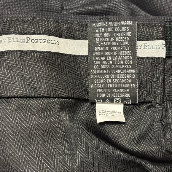 Perry Ellis Portfolio Men’s‎ Dress Pants 38x30 Gray Micro Check Pleated Cuffed - Picture 10 of 14
